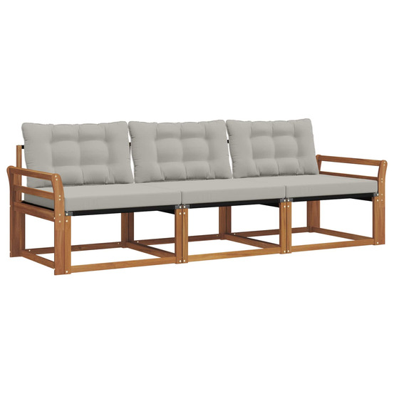 Ensemble de canapés d'extérieur 3 pcs gris naturel et clair