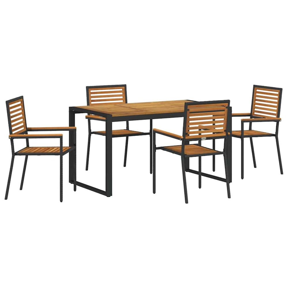 Ensemble de salle à manger pour jardin 5 pcs noir et marron