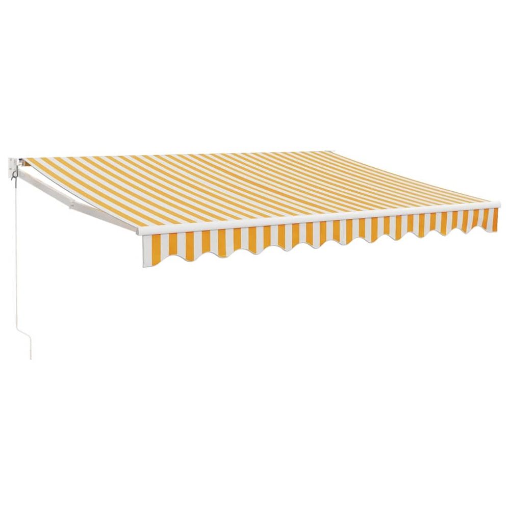 Auvent rétractable jaune et blanc 3,5x2,5 m tissu et aluminium