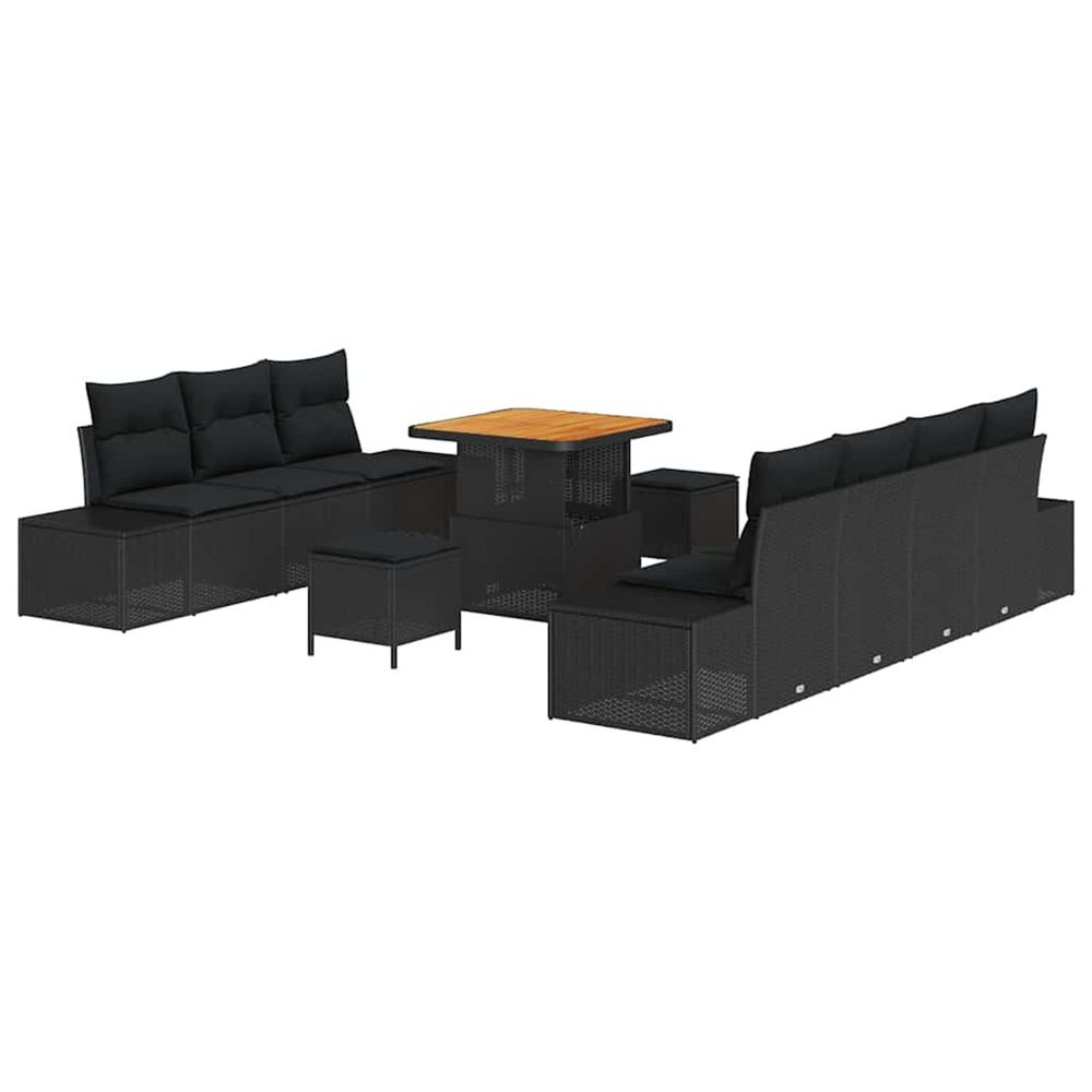 Ensemble de canapé de jardin 10 pc noir polyrotin