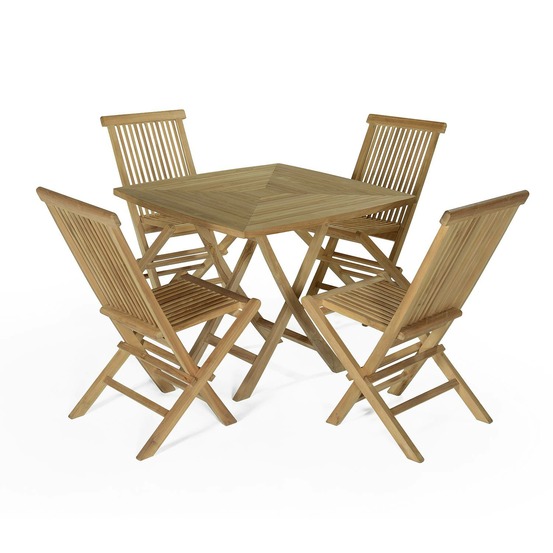 Salon de jardin en teck massif paolo, 4 places