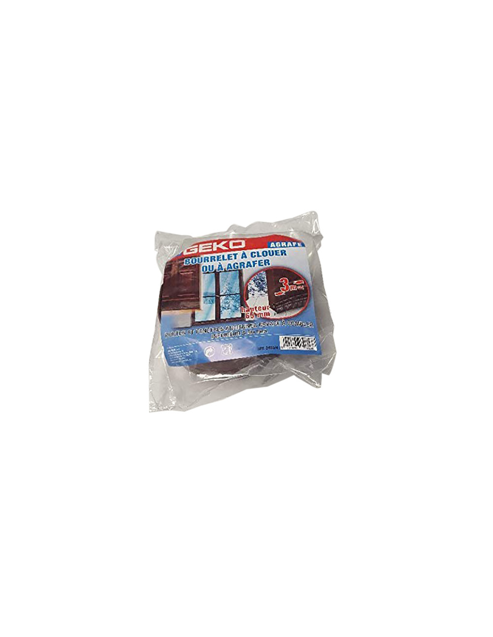 Bourrelet à clouer ou agrapher 65mmx3m marron en sachet - geko
