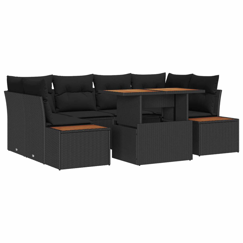 Ensemble de salle à manger pour jardin 9 pcs noir et marron