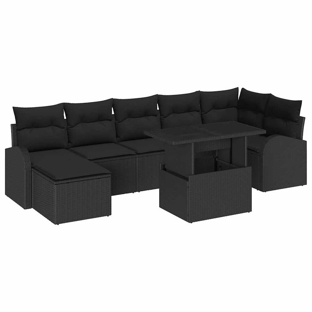 Ensemble de canapé de jardin 8 pc noir poly rotin