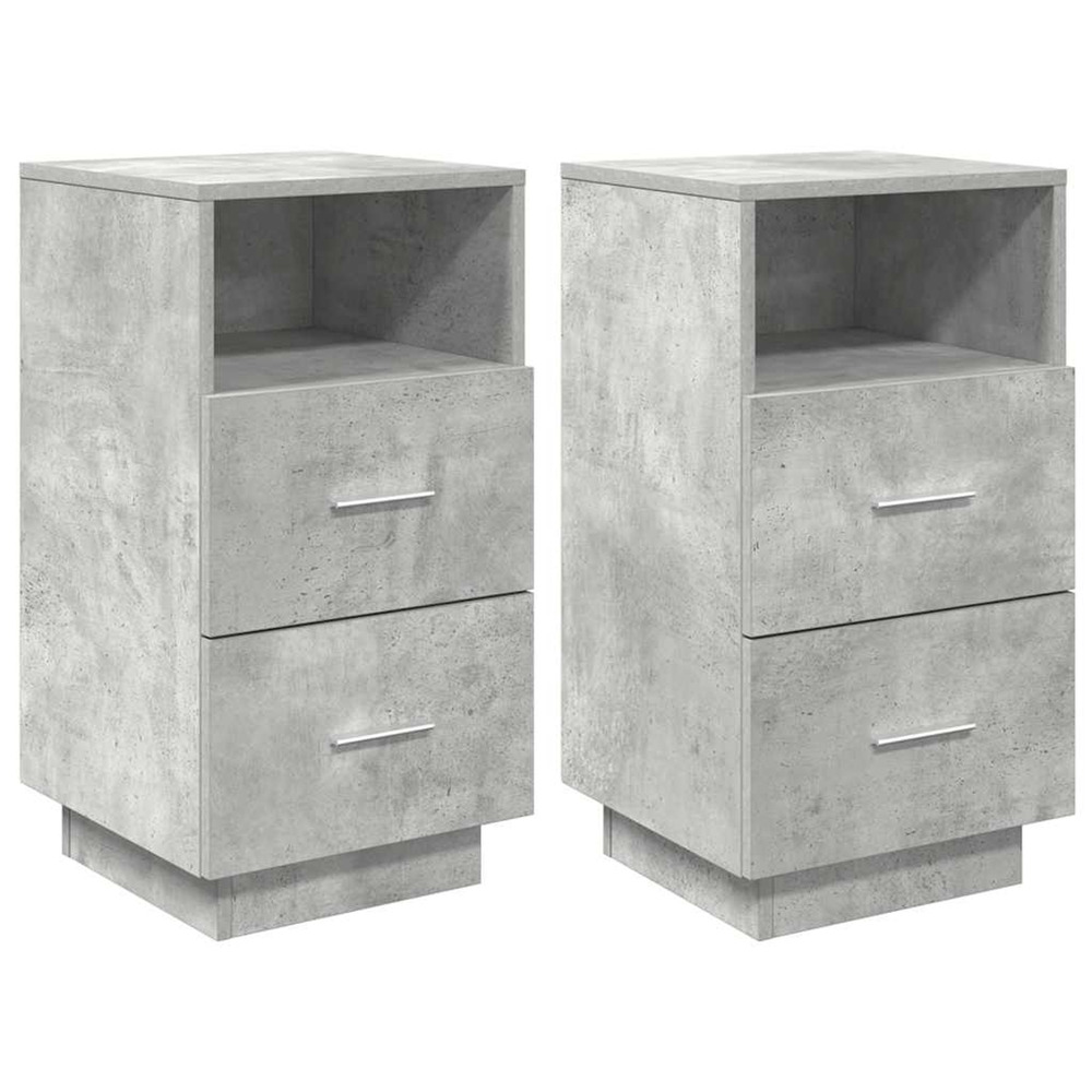 Tables de chevet 2 pcs avec 2 tiroirs gris béton 36x36x68 cm