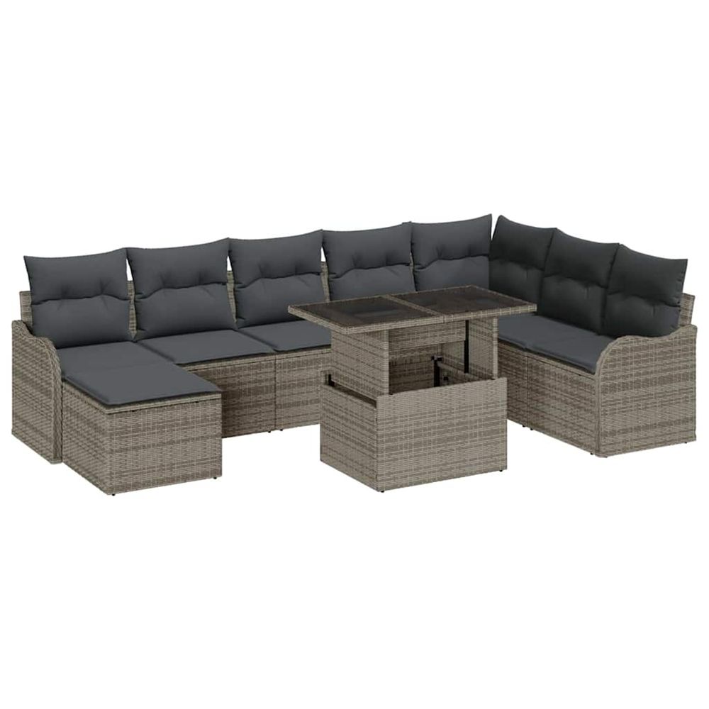 Ensemble de canapé de jardin 9 pc gris