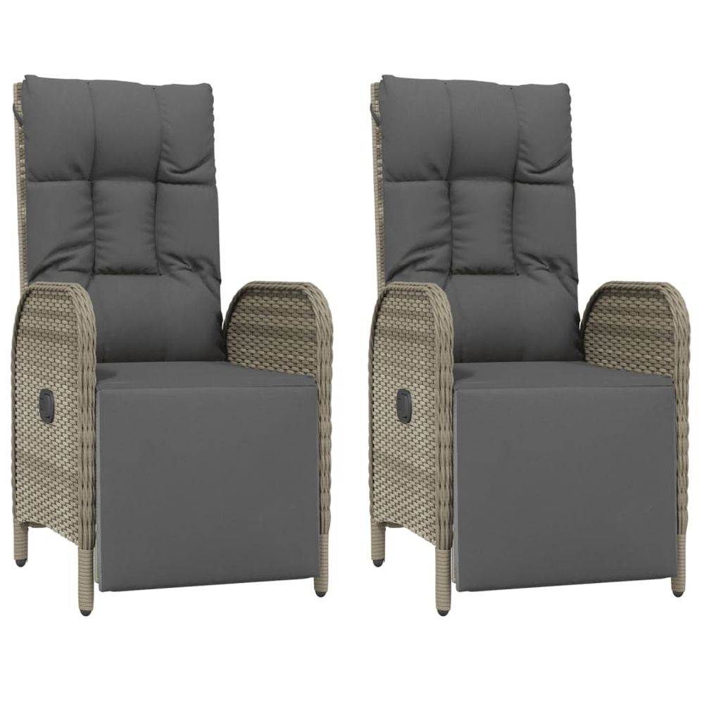 Chaises inclinables d'extérieur et coussins lot de 2 poly rotin