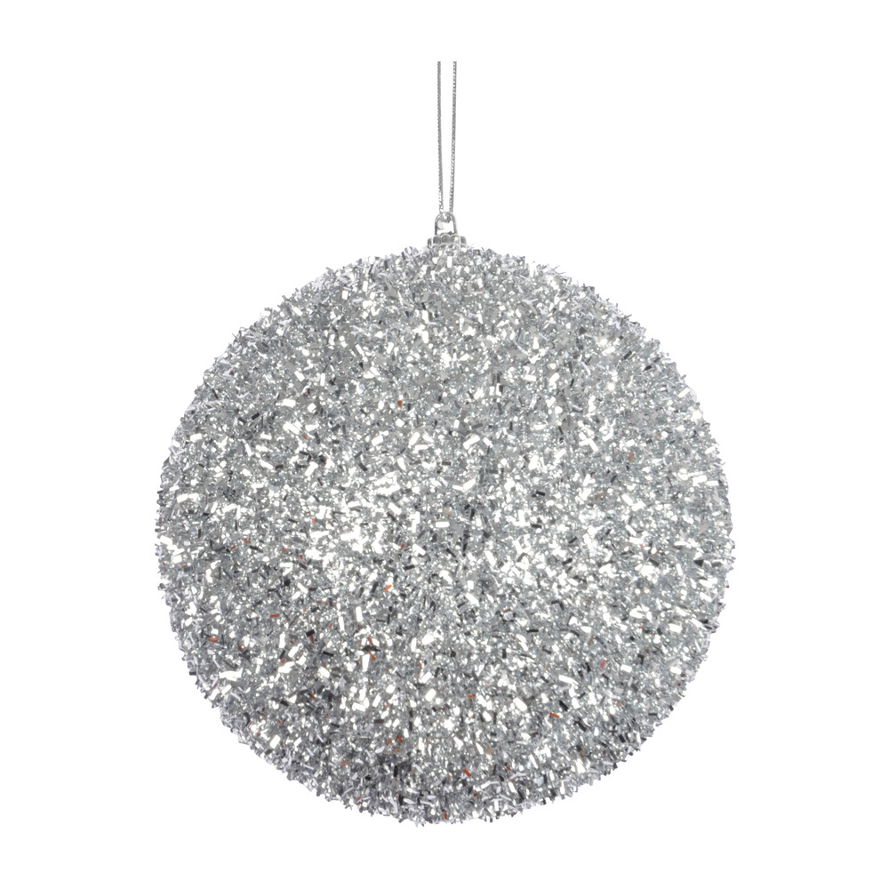 1 boule polyfoam decore paillette argent
