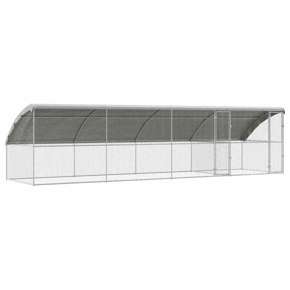 Cage à poules avec 2 portes 4 pièces argenté 800x200x200 cm