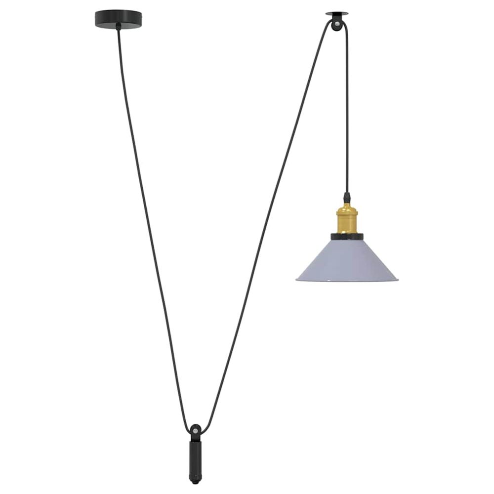 Lampe suspendue réglable hauteur e27 gris brillant ø 22cm métal