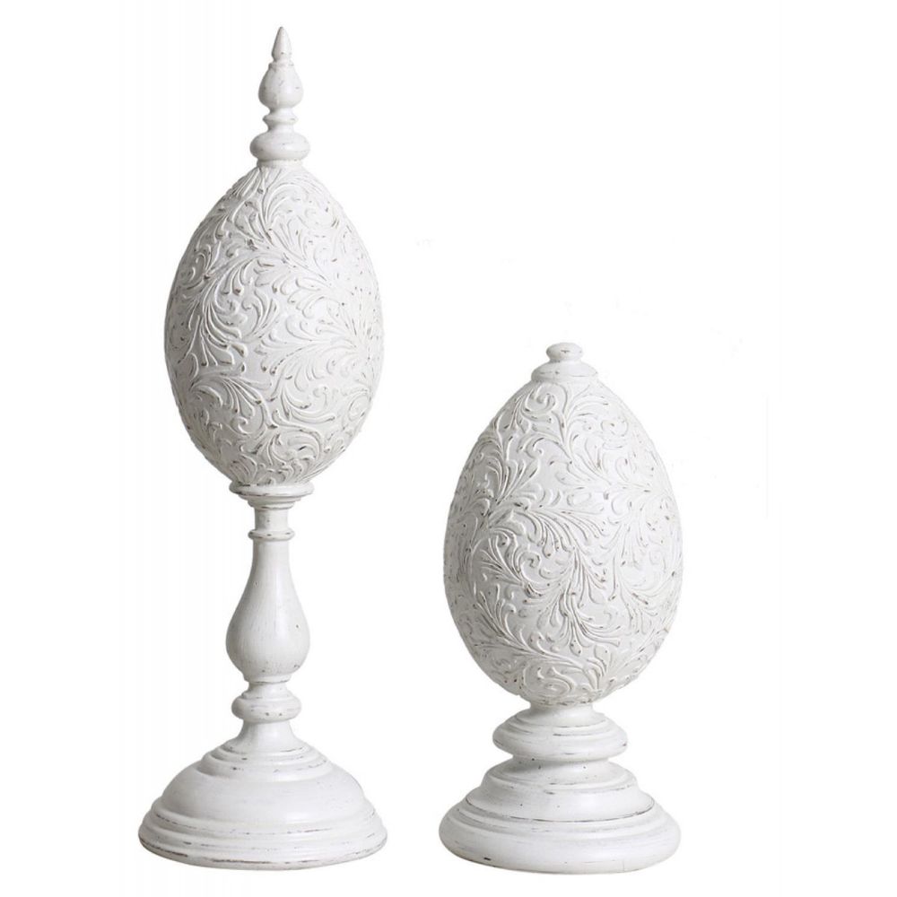 Lot de 2 oeufs décoratifs béton blanc - interior's