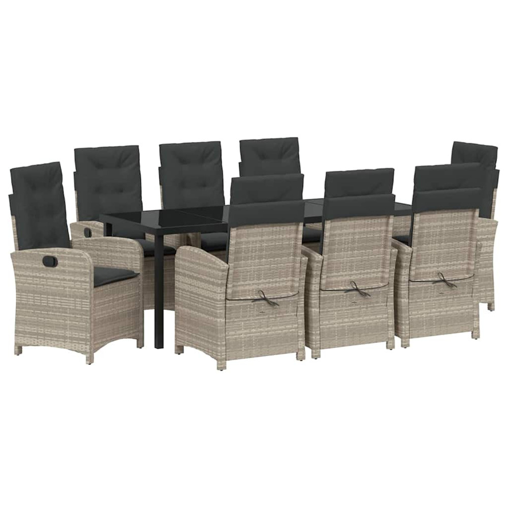 Ensemble de salle à manger pour jardin 9 pcs gris clair