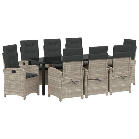 Ensemble de salle à manger pour jardin 9 pcs gris clair