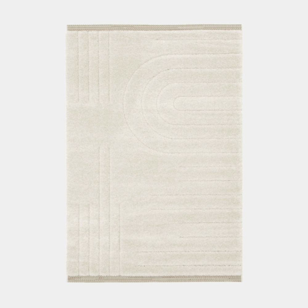 Tapis en relief géométrique - andréa - écru et beige - 120 x 170 cm