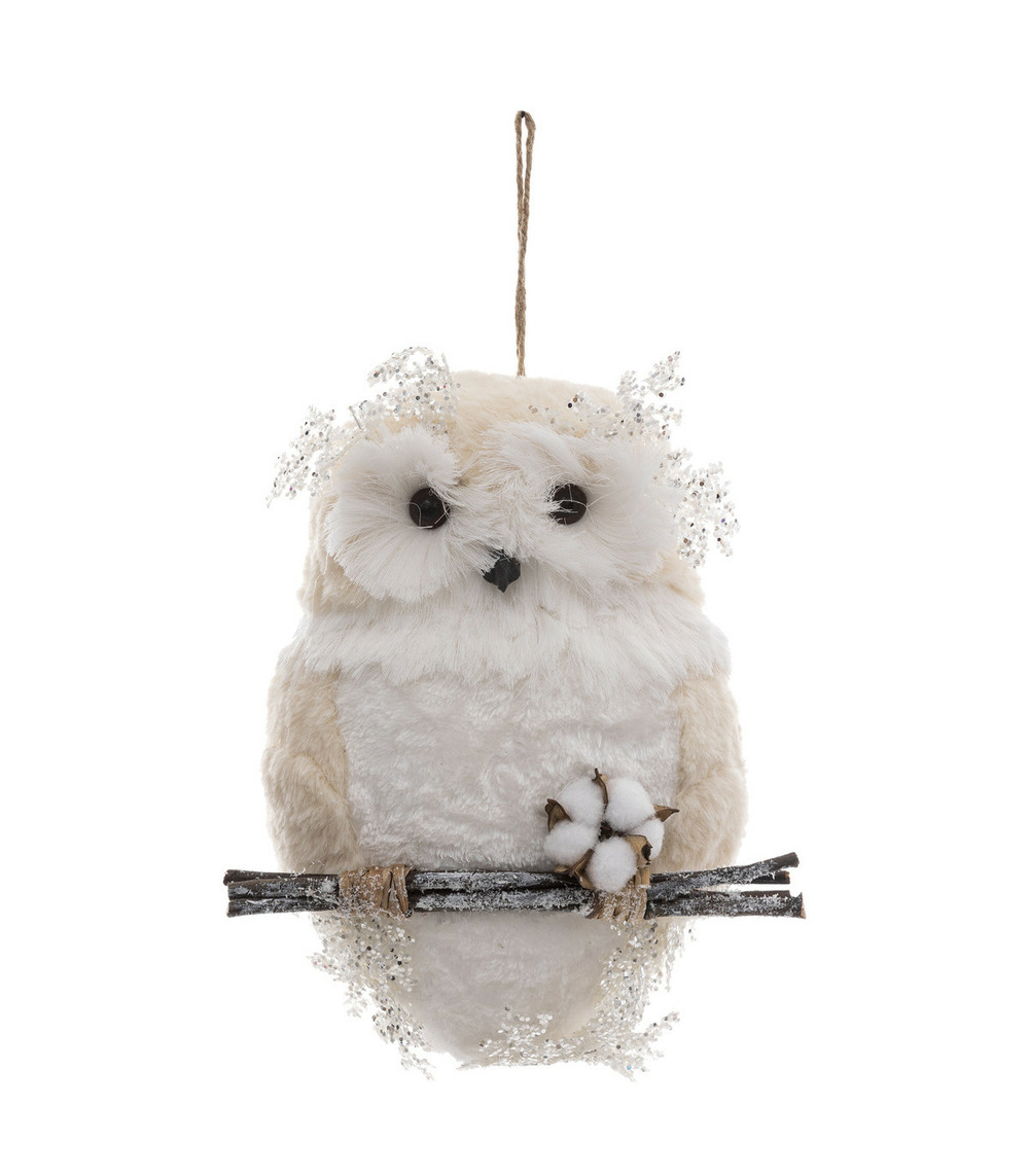 Suspension de noël hibou sur branche h 50 cm