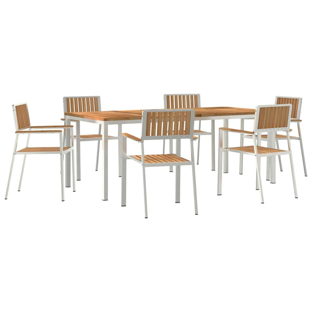 Ensemble de repas extérieur 7 pcs marron bois de teck massif