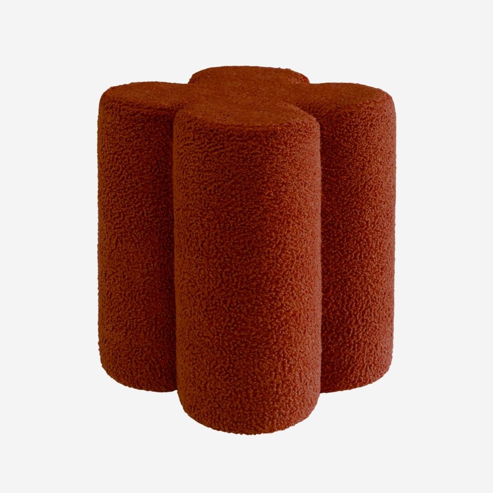 Pouf tabouret trèfle bouclette ø38 x h 40cm - clover