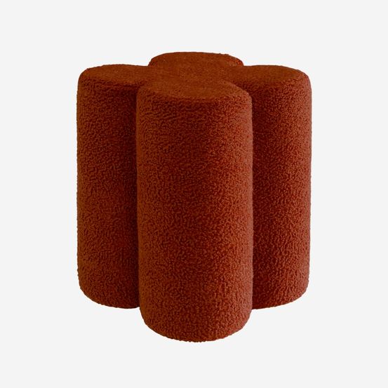 Pouf tabouret trèfle bouclette ø38 x h 40cm - clover