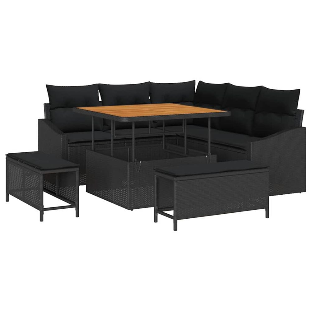 Ensemble de canapé de jardin 8 pc noir polyrotin