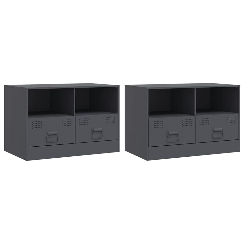 Meubles tv 2 pcs anthracite 67x39x44 cm acier