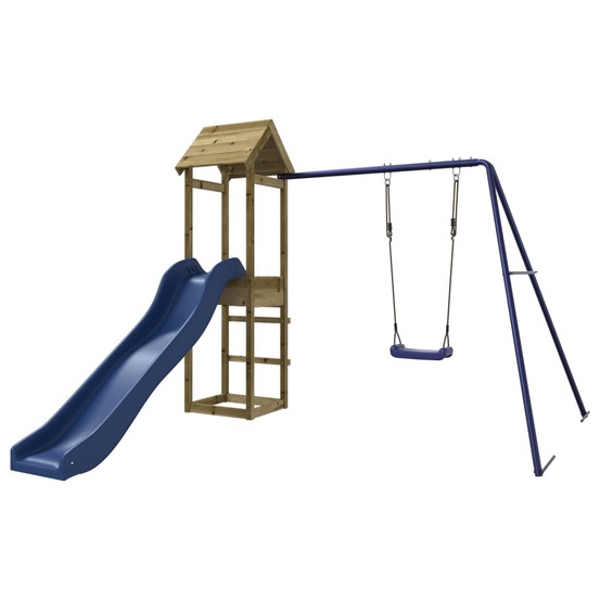 Aire de jeux d'extérieur balançoires toboggan portiques robuste jeux jardin 238 x 315 x 194 cm bois de pin imprégné 02_000473