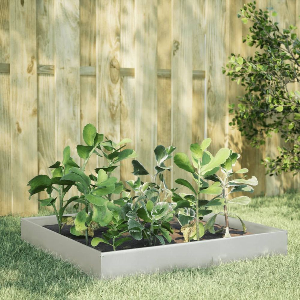 Grand carré potager inox design moderne jardin 100x100x26 cm