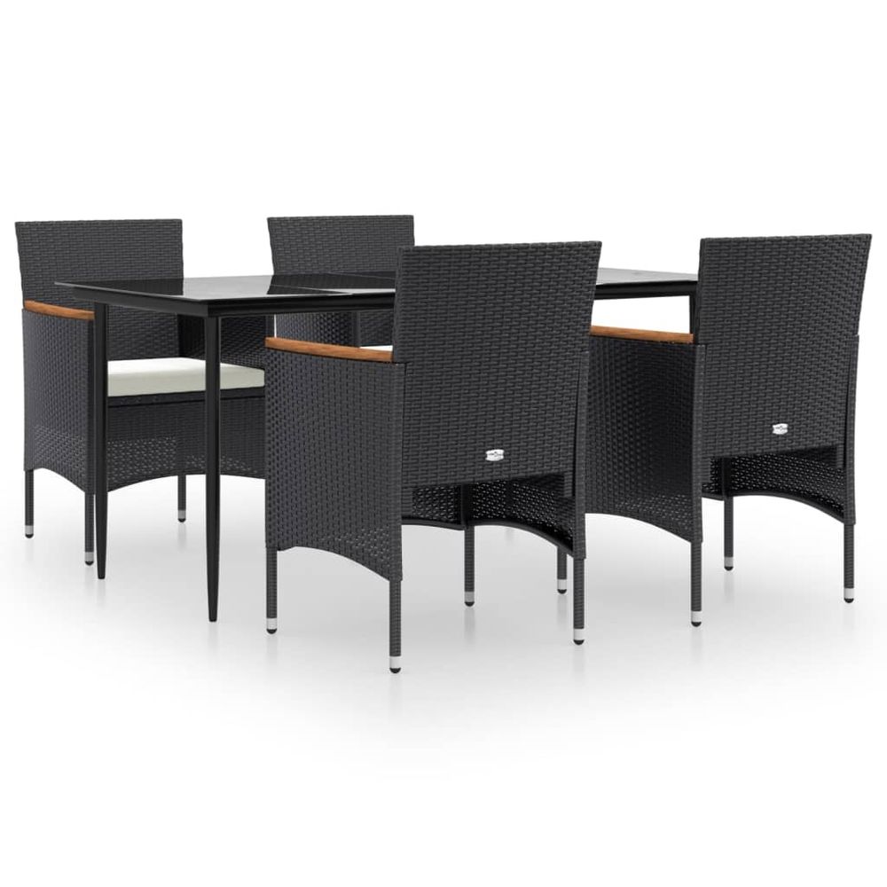 Ensemble à manger de jardin avec coussins 5 pcs noir