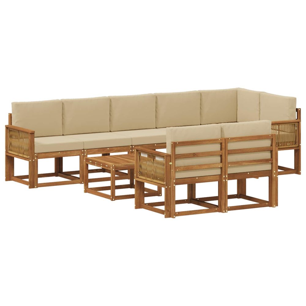 Ensemble de canapés d'extérieur 9 pc naturel et beige polyester