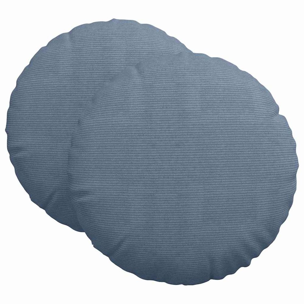 Coussins de siège 2 pc tissu en velours côtelé bleu ø60 x 21 cm