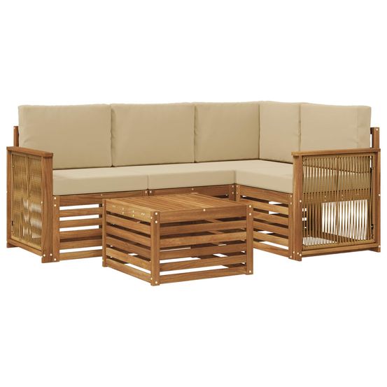 Ensemble de canapés d'extérieur 5 pc naturel et beige polyester
