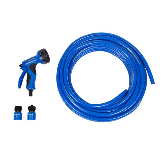 Goodyear - tuyau d'arrosage enroulable 15m. Pvc renforcé 3 couches. Anti uv anti twist.
