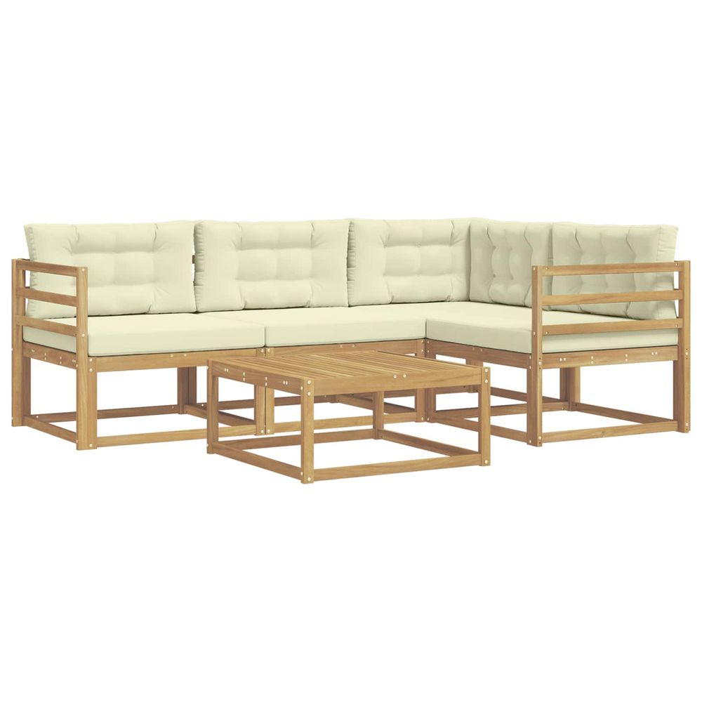 Ensemble de canapés d'extérieur 5 pc blanc et crème polyester