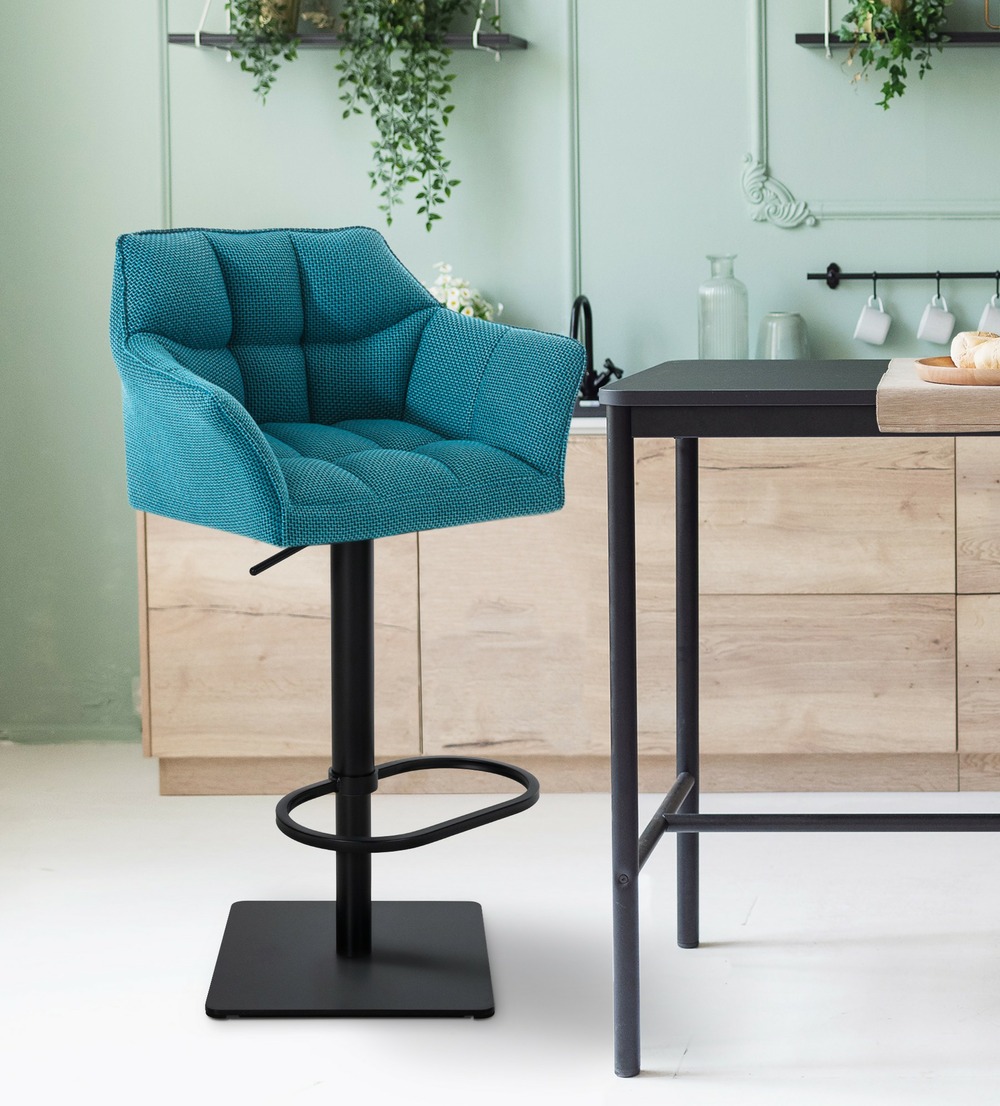 Lot de 2 tabourets de bar damaso tissu noir