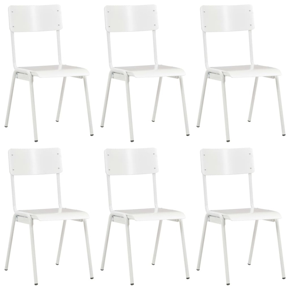 Chaises de salle à manger 6 pcs blanc contreplaqué