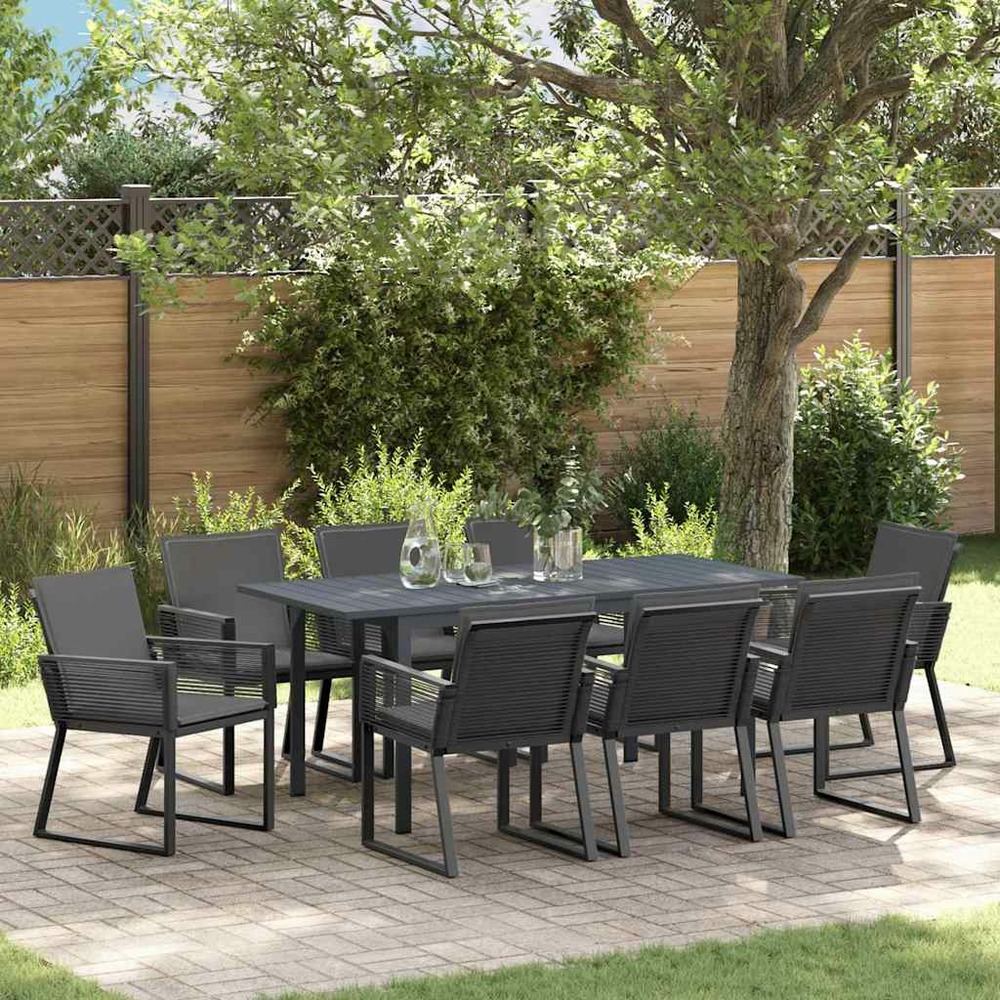Ensemble de salle à manger pour jardin 9 pcs anthracite