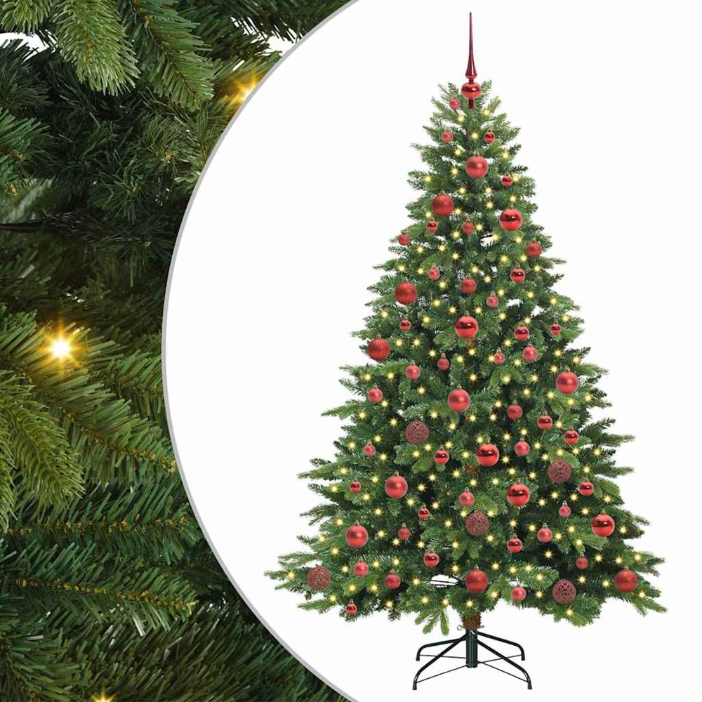 Sapin de noël artificiel avec 300 led vert 180 cm pe et pvc