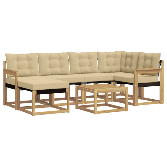 Ensemble de canapés d'extérieur 7 pcs blanc et beige