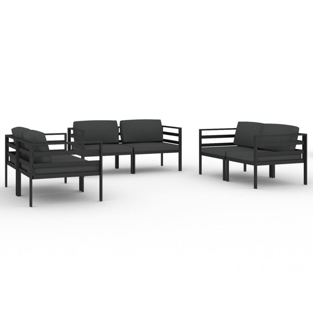 Salon de jardin 6 pcs avec coussins aluminium anthracite
