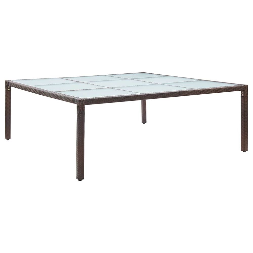 Table à manger de jardin marron 200x200x74 cm résine tressée