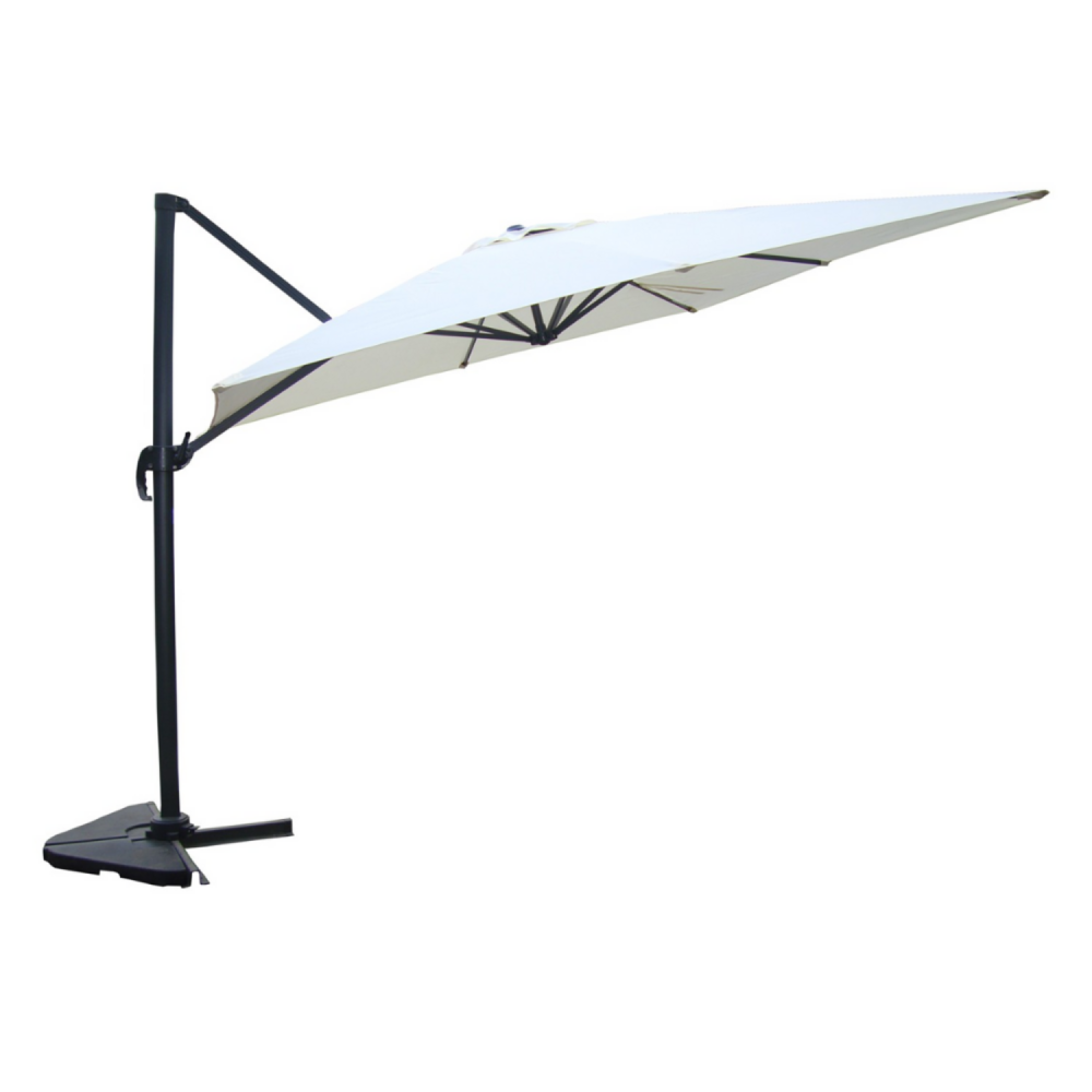 Parasol ecru déporté rectangle 3 x 4 m rotatif à 360 cesare