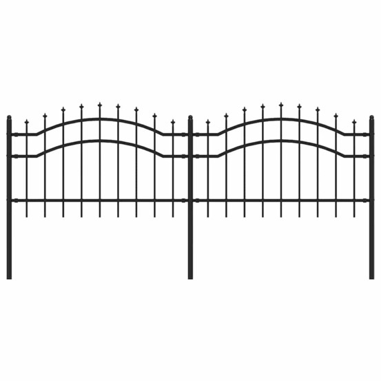 Clôture de jardin woerden avec pointe en forme de lance, noire, 240 x 75 cm, acier