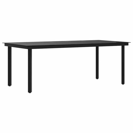 Table à dîner de jardin noir 200x100x74 cm acier et verre