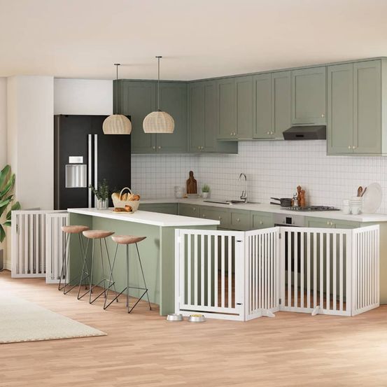 Parc modulable bois blanc pliable sécurité maison