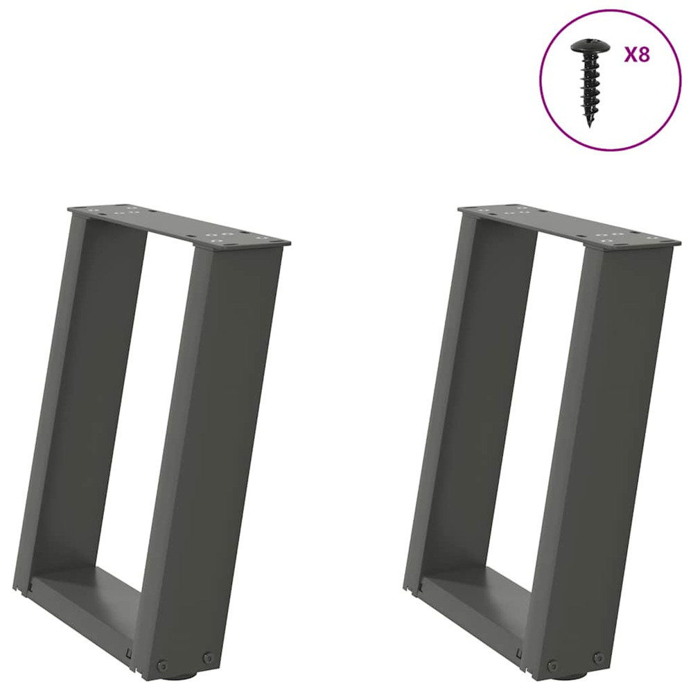 Pieds de table basse en u 2 pièces anthracite 28 x (42-43) cm acier