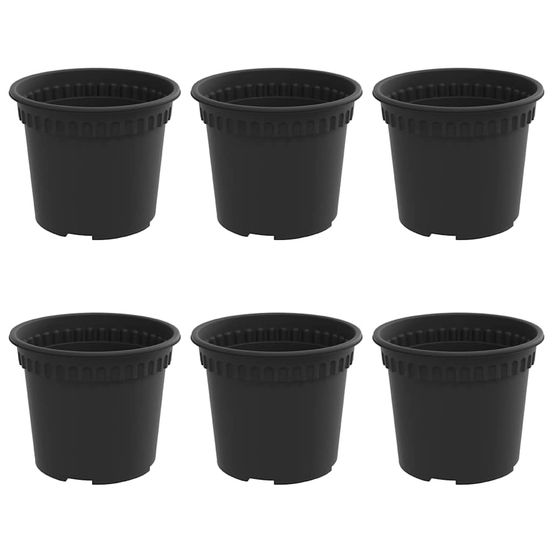 Pot à fleurs rond 6 pc noir ø 12,5 x 10 cm plastique
