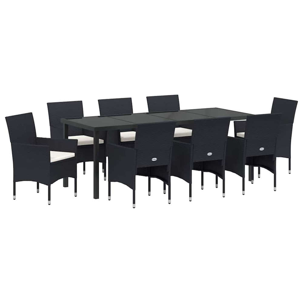 Ensemble de salle à manger pour jardin 9 pcs noir polyrotin