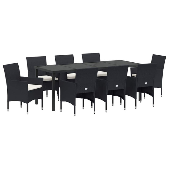 Ensemble de salle à manger pour jardin 9 pcs noir polyrotin