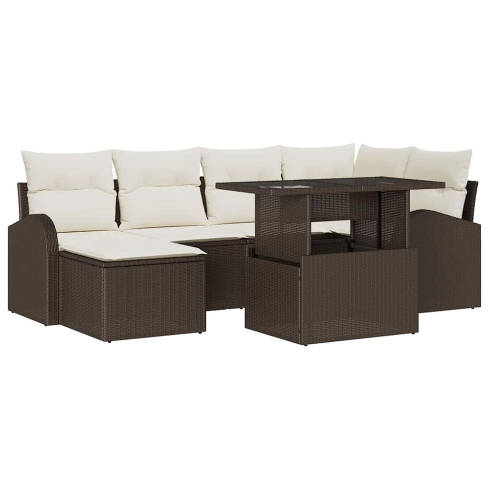 Ensemble de canapé de jardin 7 pc marron poly rotin