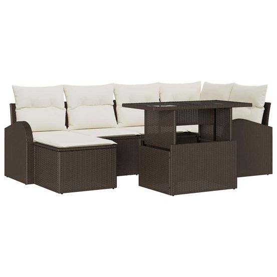 Ensemble de canapé de jardin 7 pc marron poly rotin