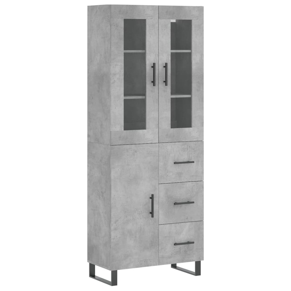 Buffet bahut commode armoire meuble de rangement organisateur cuisine salle de séjour salon haut 69,5 x 34 x 180 cm bois d'in